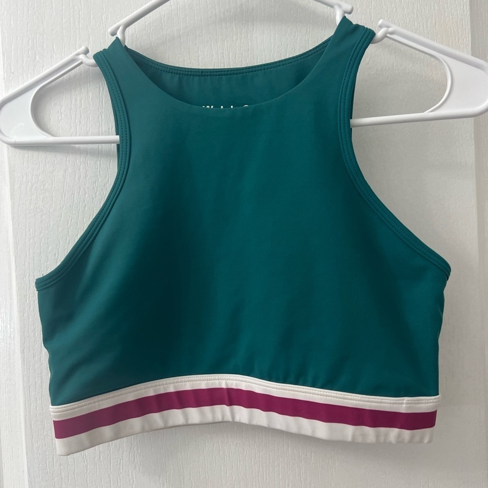 Wilo Green w/ Purple & White Band Sports‎ Bra (Size S)